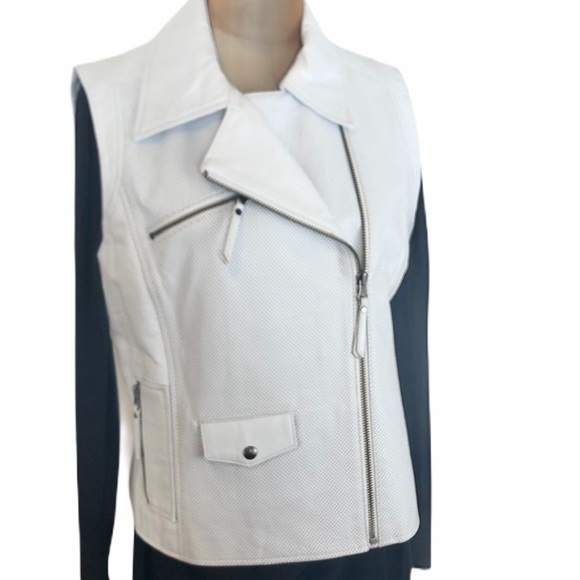 TRUTH & PRIDE White Perforated Leather Vest L - Picture 8 of 11